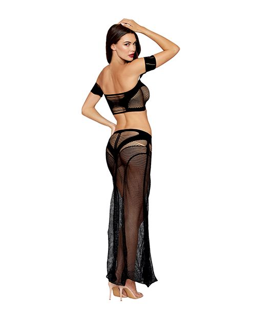 Black Diamond Seamless Bandeau Bralette & Maxi Skirt
