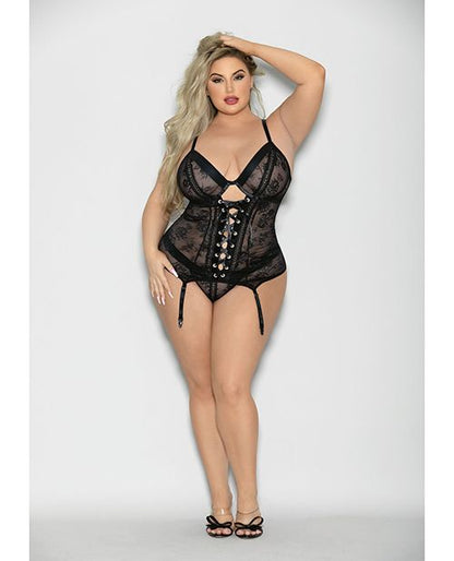 Flame Fetish Soulmate Lace Up Bustier & Wide Band Thong