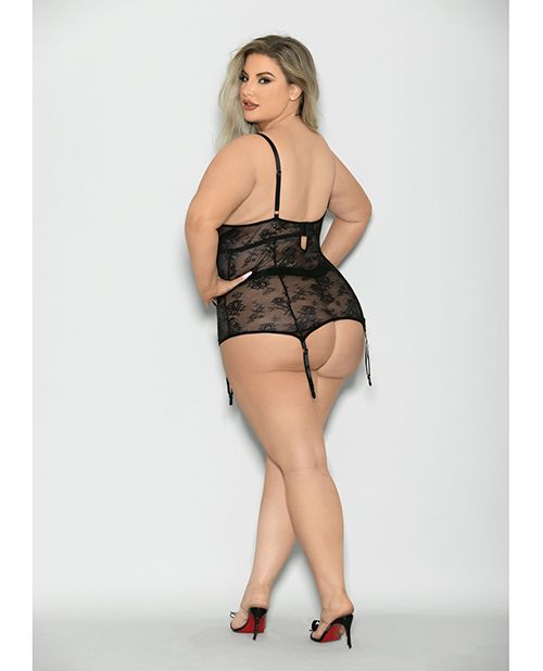 Flame Fetish Soulmate Lace Up Bustier & Wide Band Thong