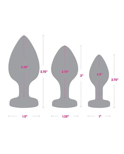 Gemsations 3 Piece Silicone Bling Bling Heart Anal Training Set