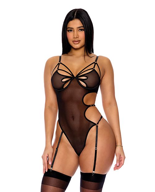 Forplay Feeling Butterflies Mesh Teddy With Garters