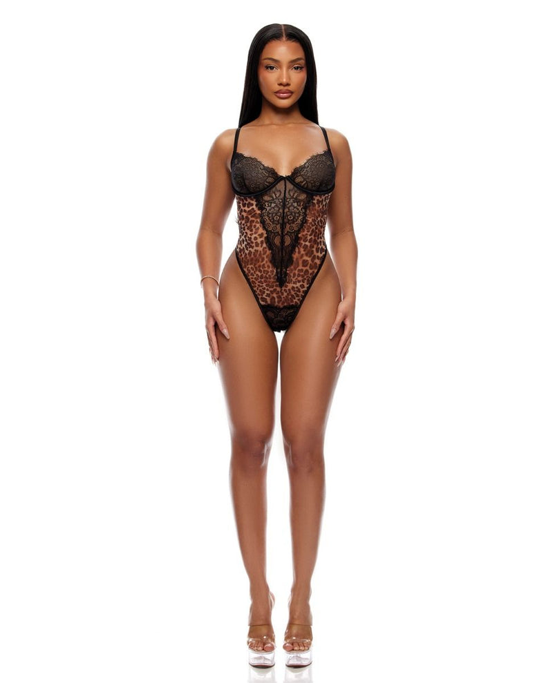 Forplay Animal Instincts Sheer Mesh and Lace Teddy