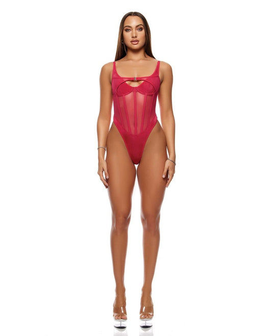 Forplay Layers To This Mesh and Knit Teddy