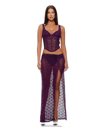 Forplay Feel Me Lace Bustier, Panty, & Skirt