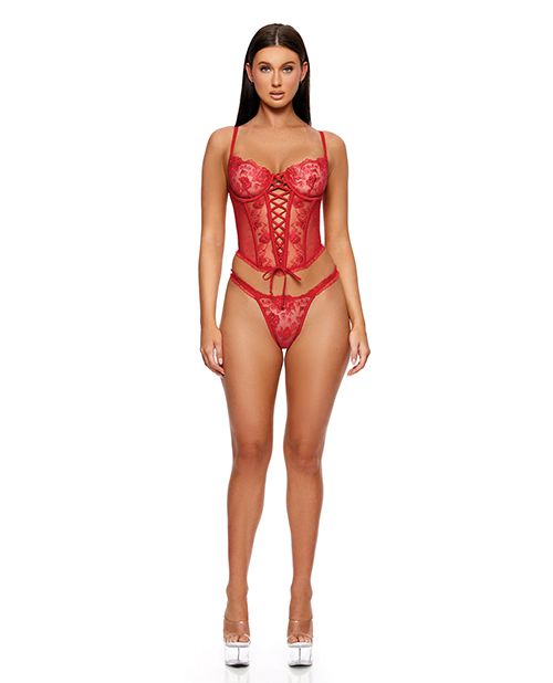 Forplay La Vie En Rose Embroidered Bustier With Panty