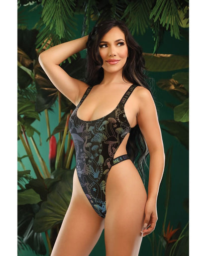 Vibes Eat Me Flash Reactive Mushroom Print Bodysuit