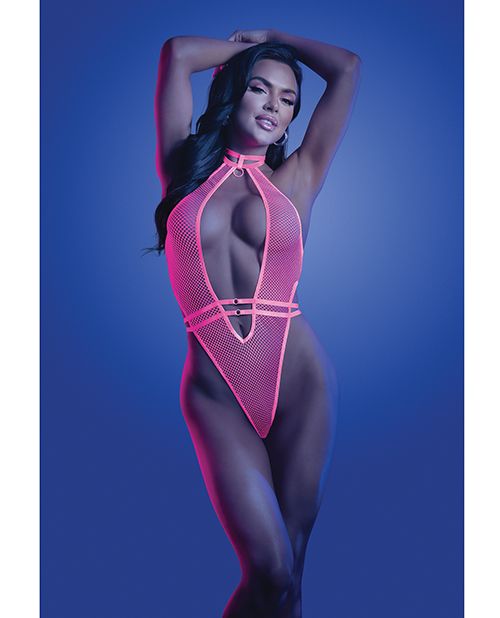 Glow Knockout Fishnet Teddy With Detachable Thong