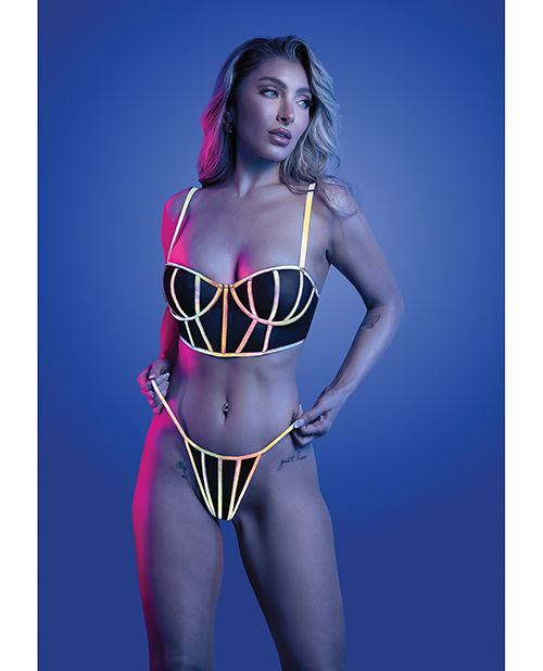Glow Solar Flare Flash Reflective Binding Underwire Bra & Thong