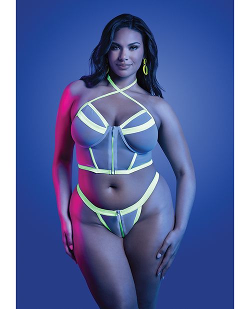 Glow Supernatural Glow-in-the-Dark Zipper Bralette & Thong