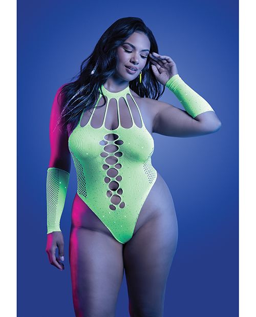 Glow Pressure Point UV Reactive Rhinestone Studded Teddy 2 Piece Set