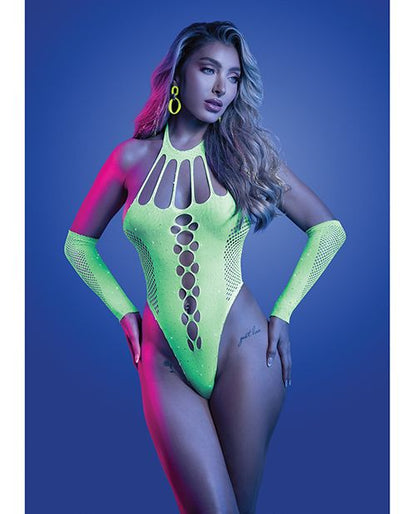 Glow Pressure Point UV Reactive Rhinestone Studded Teddy 2 Piece Set