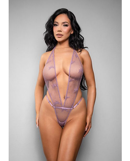 Temptress Gisele Sheer Floral Mesh Open Back Teddy