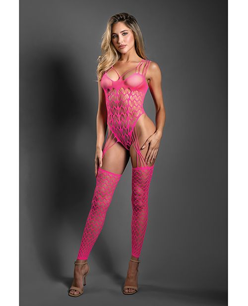 Sheer Next To You Crotchless Geometric Fishnet Teddy Bodystocking