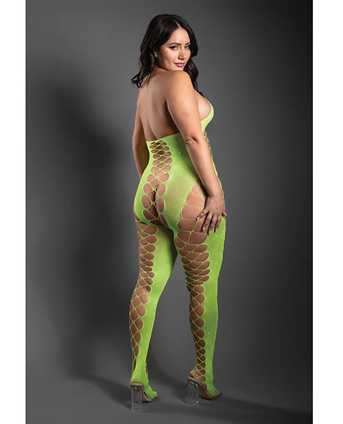 Sheer Unstoppable Crotchless Rhinestone Halter Bodystocking