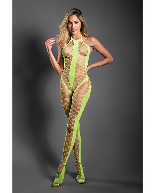 Sheer Unstoppable Crotchless Rhinestone Halter Bodystocking