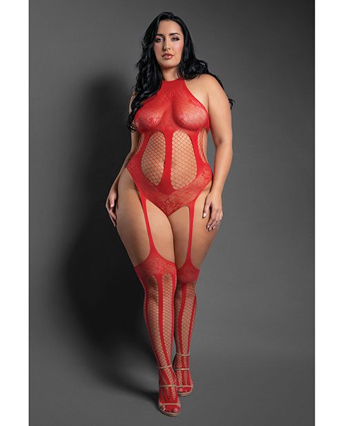 Sheer Stripped Down Teddy BodyStocking