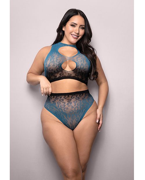Vixen Deep Dive Ombre Leopard Knit Keyhole Top With Panty