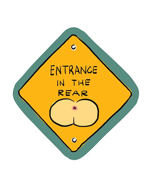 Sleazy Greetings Entrance In The Rear Sticker