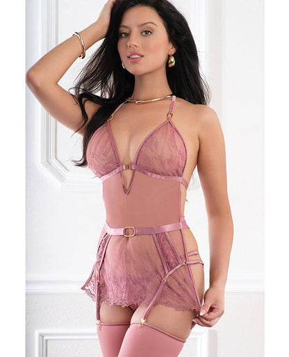 G World Sheer Lace Apron Style 4 Piece Babydoll Set