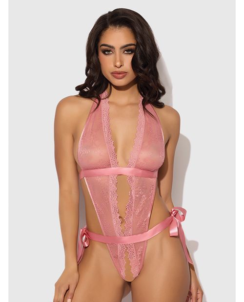 House of Desire Kiki Lace & Satin Drop Off Teddy