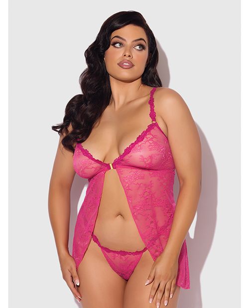 House of Desire Yvone Lace Babydoll With Front Closure & G-String