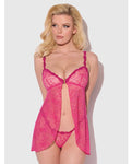 House of Desire Yvone Lace Babydoll With Front Closure & G-String