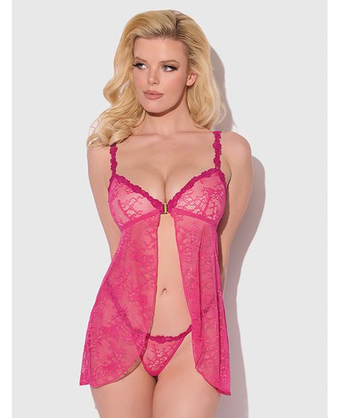 House of Desire Yvone Lace Babydoll With Front Closure & G-String