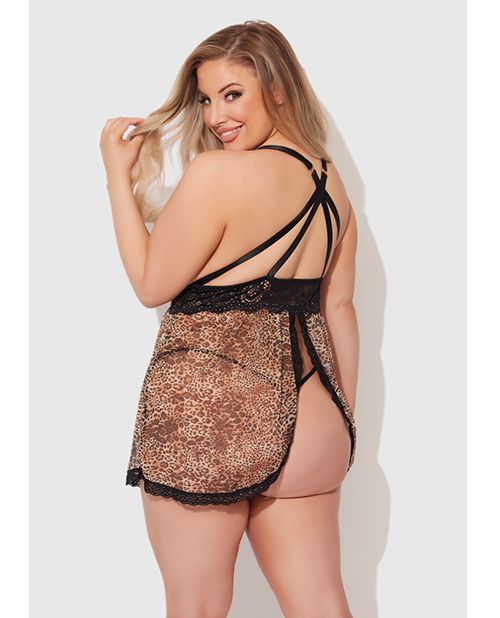 House of Desire Felicia Mesh and Lace Babydoll With G-String