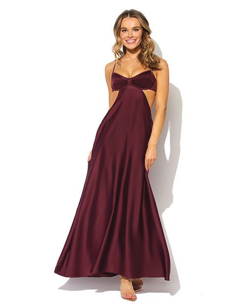House of Desire Brigeta Satin Cut Out Long Dress