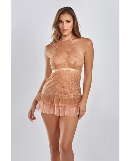 iCollection Amber Halter Lace Babydoll Set
