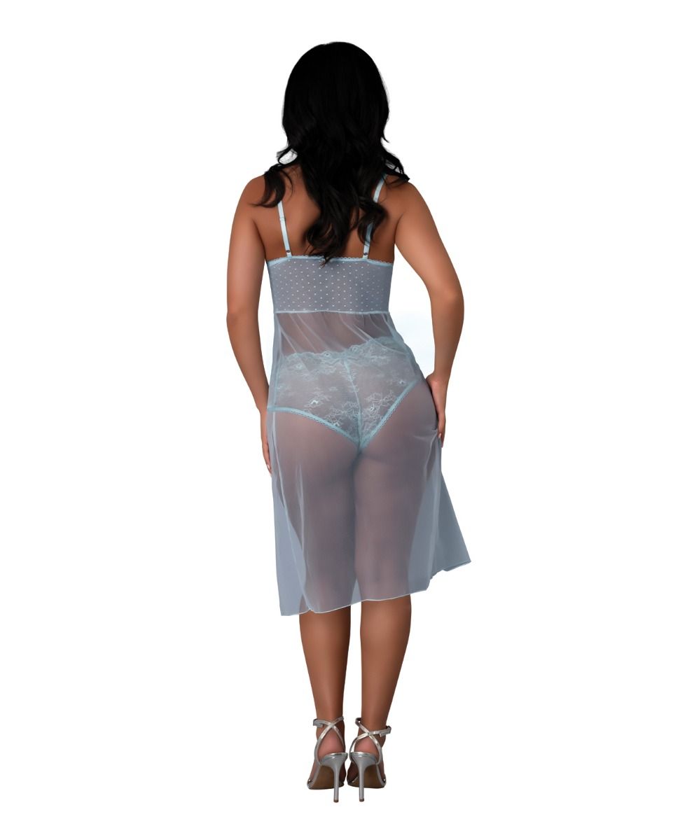 Exposed Blue Sky Long Chemise & Boy Short Panty