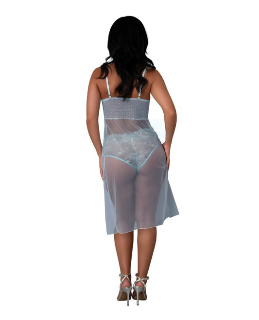 Exposed Blue Sky Long Chemise & Boy Short Panty