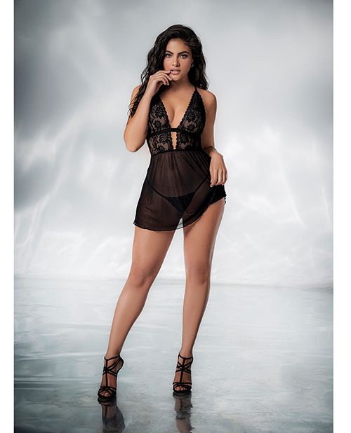 Mapale Lace & Mesh Babydoll & G-String