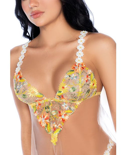 Mapale Sunlit Bliss Mesh and Lace Babydoll With Thong