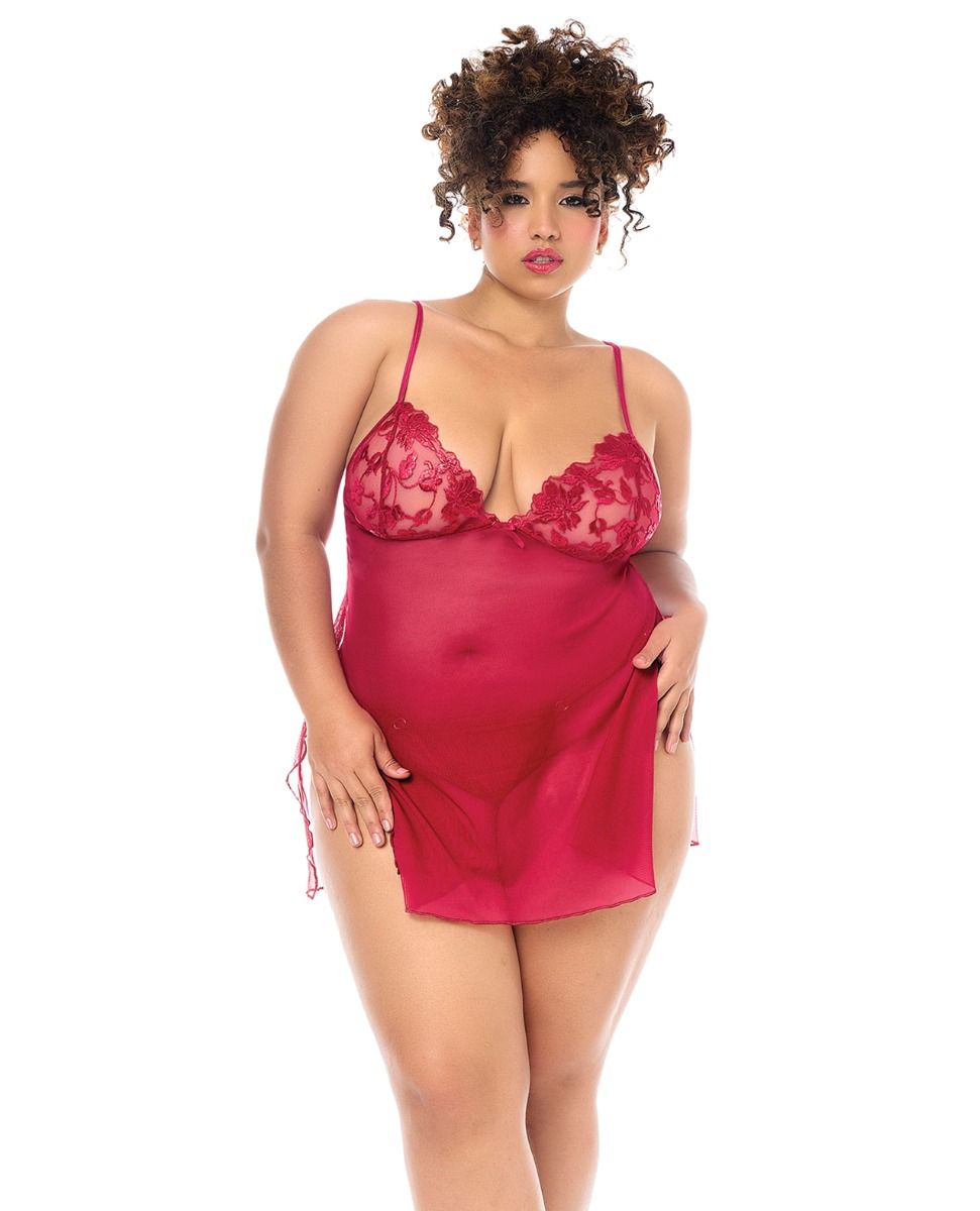 Mapale Luxe Babydoll With Adjustable Straps & G-String