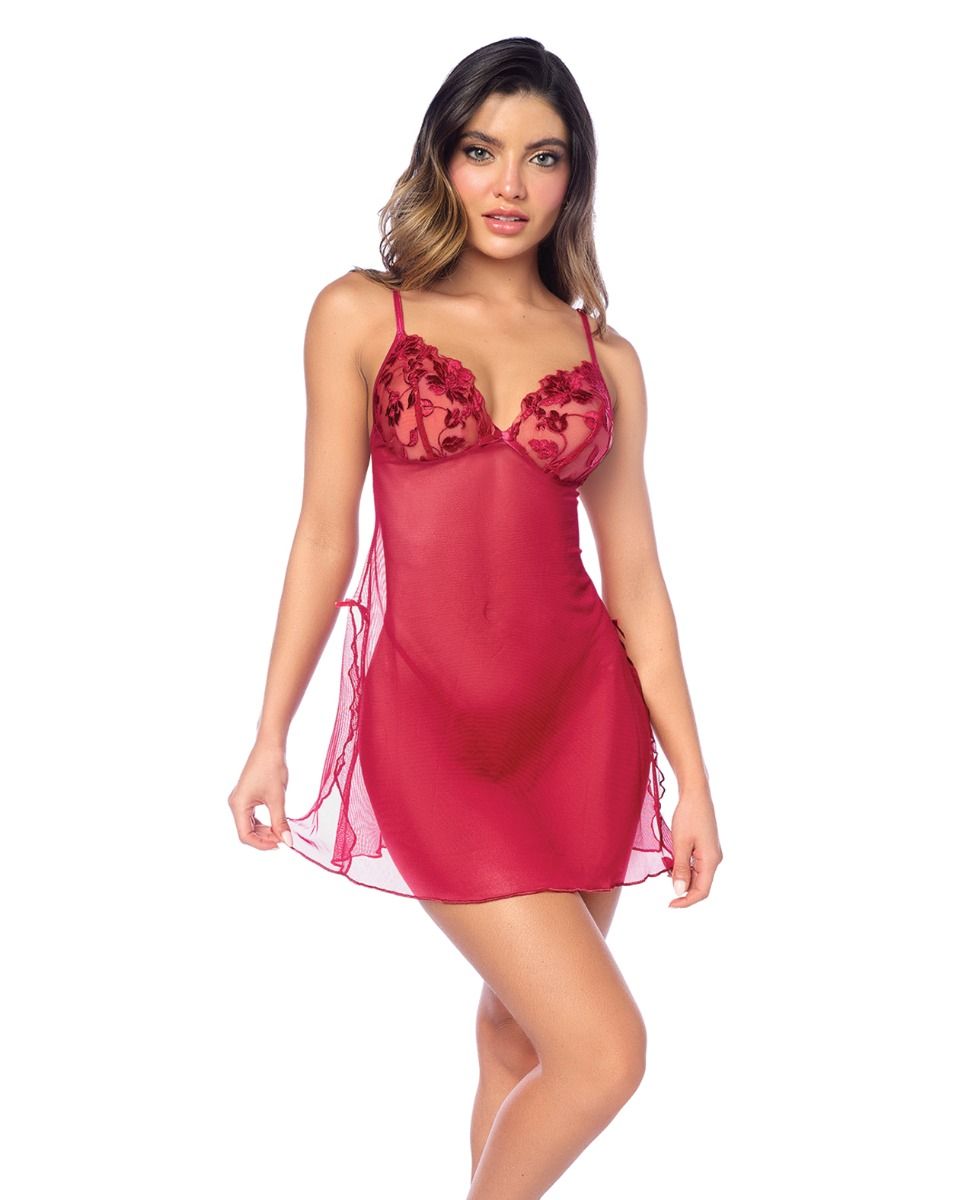 Mapale Luxe Babydoll With Adjustable Straps & G-String