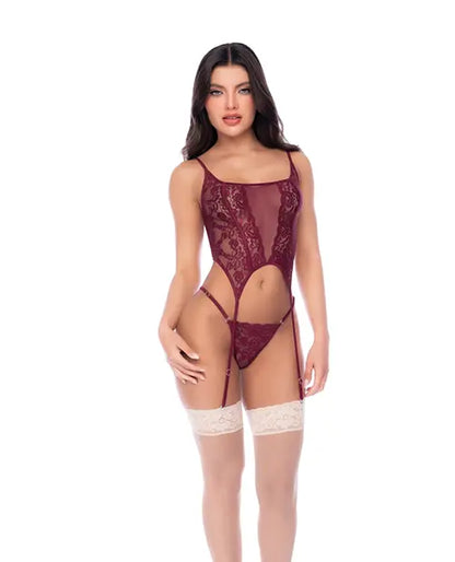 Mapale Sheer Lace & Mesh Top and Thong