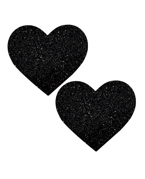 Nipztix Black Malice Queen Status Glitter Heart Pasties