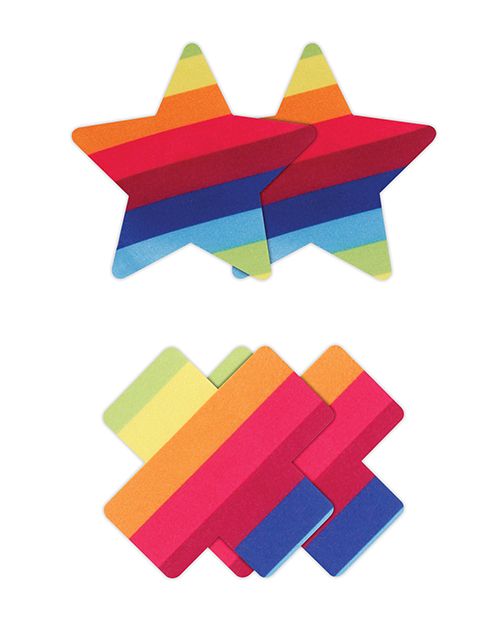 Pretty Pasties Pride Cross & Star Rainbow Pasties-2 Pair