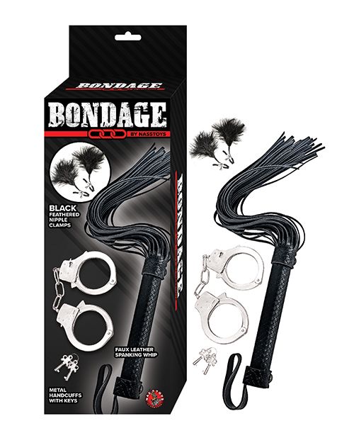 Bondage Whip and Cuffs Set