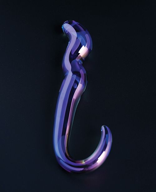 Cristal Blue Flame Curved Glass Dildo