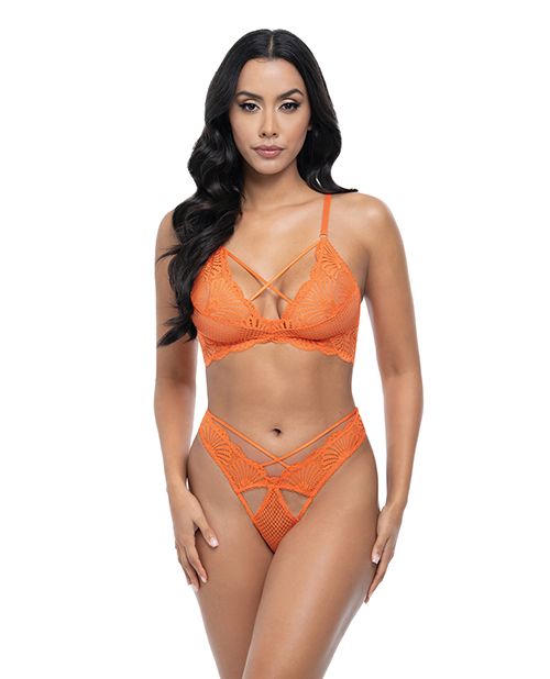 Oh La La Cheri Amina Scallop Lace & Mesh Bralette With Panty