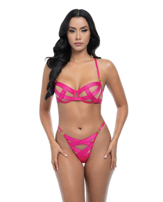 Oh La La Cheri Raelynn Satin Strappy Underwire Bra With G-String