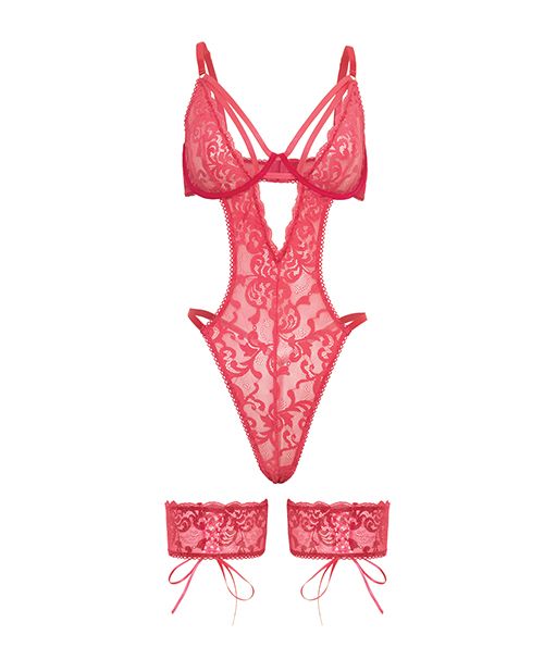 Oh La La Cheri Genesis Lace Underwire Teddy With Lace Garter Stays