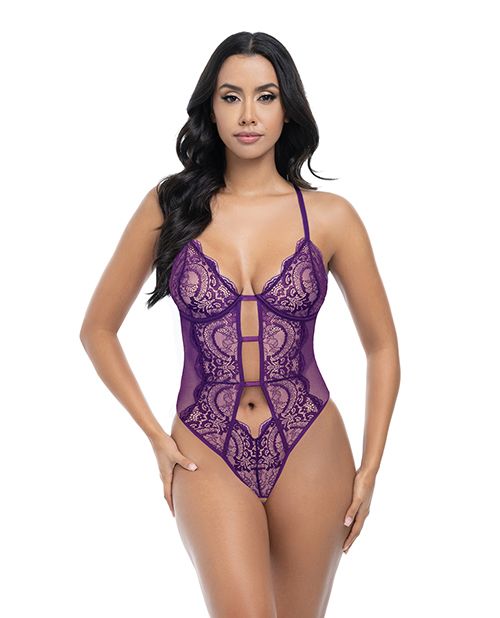 Oh La La Cheri Carmen Lace & Mesh Underwire Crotchless Teddy
