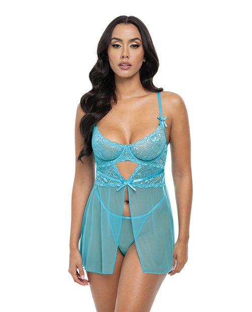 Oh La La Cheri Emma Floral Lace & Mesh Underwire Babydoll With G-String