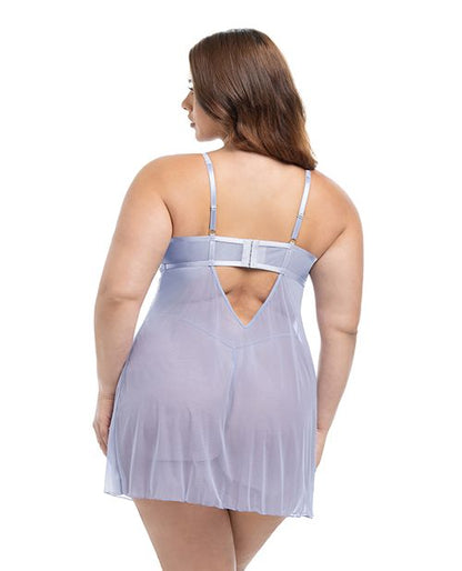 Oh La La Cheri Elsie Lace & Mesh Underwire Babydoll With G-String