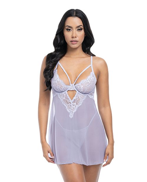 Oh La La Cheri Elsie Lace & Mesh Underwire Babydoll With G-String