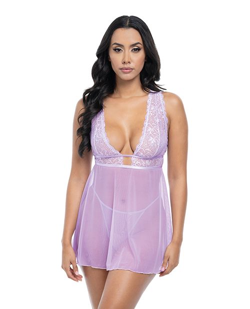 Oh La La Cheri Stassi Lace & Mesh Babydoll With G-String