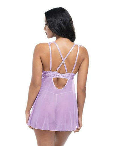 Oh La La Cheri Stassi Lace & Mesh Babydoll With G-String